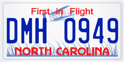 NC license plate DMH0949