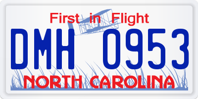 NC license plate DMH0953