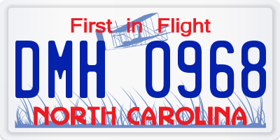 NC license plate DMH0968