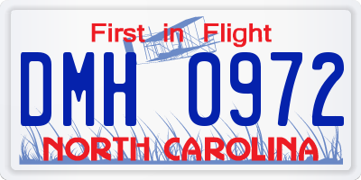 NC license plate DMH0972