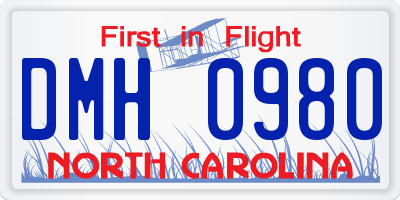 NC license plate DMH0980