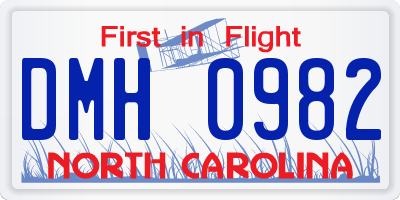 NC license plate DMH0982