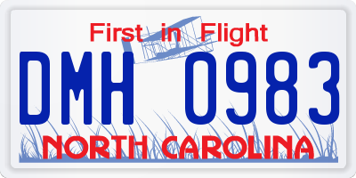 NC license plate DMH0983