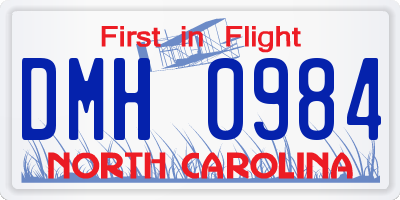 NC license plate DMH0984