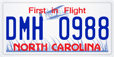 NC license plate DMH0988