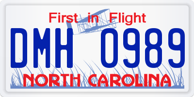 NC license plate DMH0989