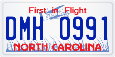 NC license plate DMH0991