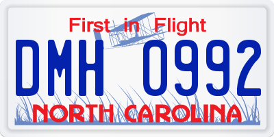 NC license plate DMH0992