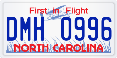 NC license plate DMH0996
