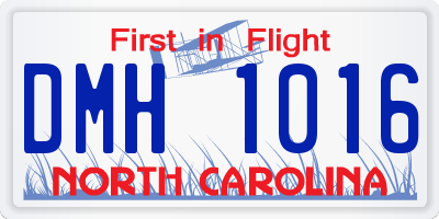 NC license plate DMH1016