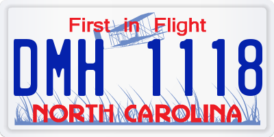 NC license plate DMH1118