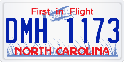NC license plate DMH1173
