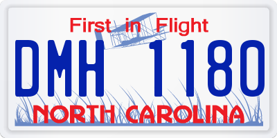 NC license plate DMH1180