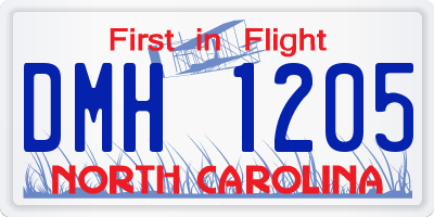 NC license plate DMH1205