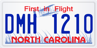 NC license plate DMH1210