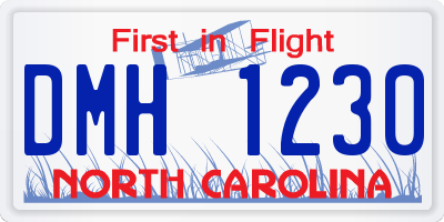 NC license plate DMH1230