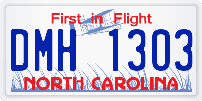 NC license plate DMH1303