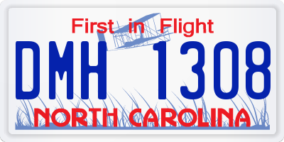 NC license plate DMH1308