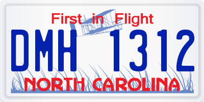 NC license plate DMH1312