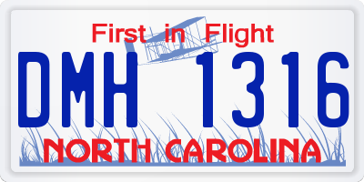 NC license plate DMH1316