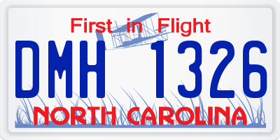 NC license plate DMH1326