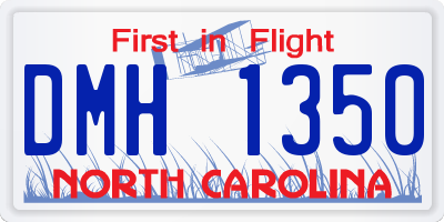 NC license plate DMH1350