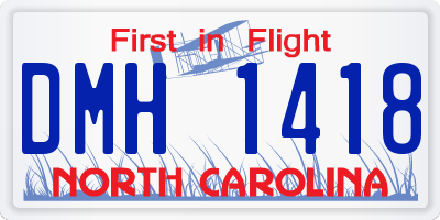 NC license plate DMH1418