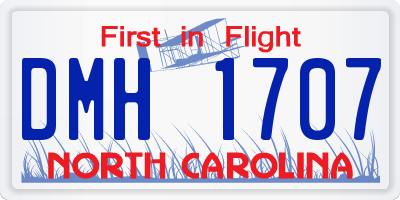 NC license plate DMH1707
