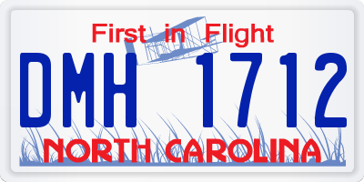 NC license plate DMH1712