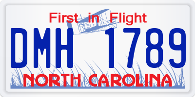 NC license plate DMH1789