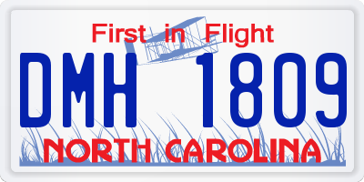 NC license plate DMH1809