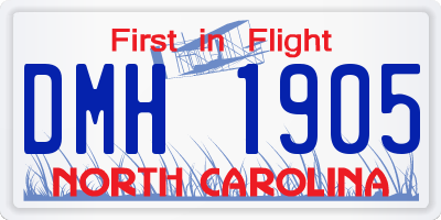 NC license plate DMH1905