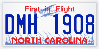 NC license plate DMH1908