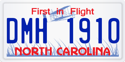 NC license plate DMH1910