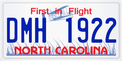 NC license plate DMH1922