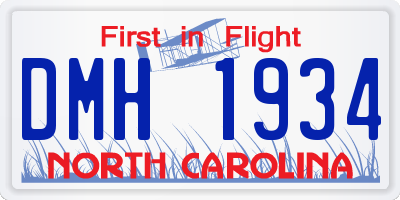 NC license plate DMH1934