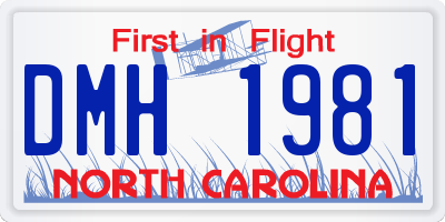 NC license plate DMH1981