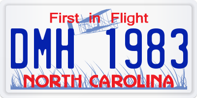 NC license plate DMH1983