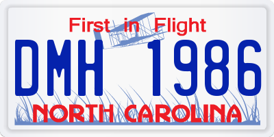 NC license plate DMH1986