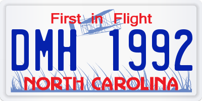 NC license plate DMH1992