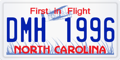 NC license plate DMH1996