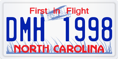NC license plate DMH1998