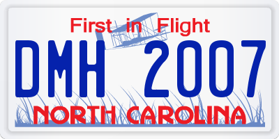 NC license plate DMH2007