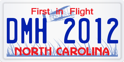 NC license plate DMH2012