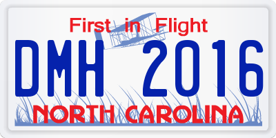 NC license plate DMH2016