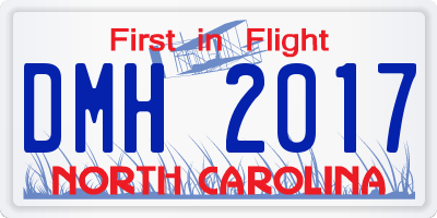 NC license plate DMH2017