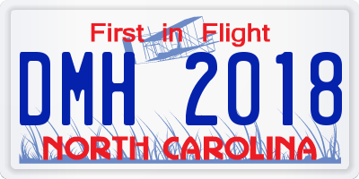 NC license plate DMH2018