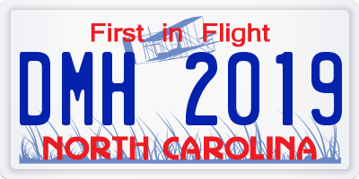 NC license plate DMH2019