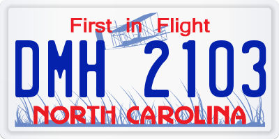 NC license plate DMH2103