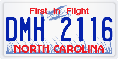NC license plate DMH2116